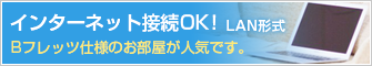 インターネット接続OK！LAN形式Bフレッツ仕様のお部屋が人気です。